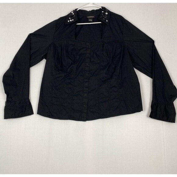 Lane Bryant blouse in Black with rhinestones for Women Plus Size 22/24 Cotton - Picture 1 of 8